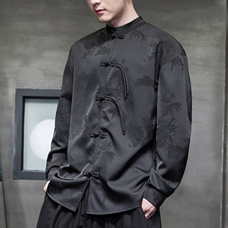 Tactile Stand-Collar Frog-Button Men's Meditation Jacket