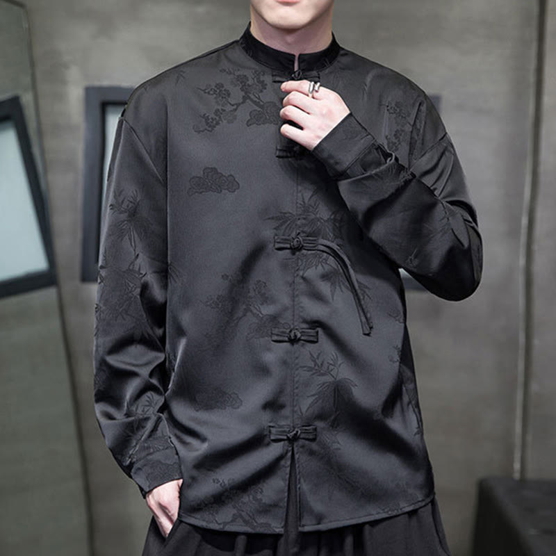 Tactile Stand-Collar Frog-Button Men's Meditation Jacket