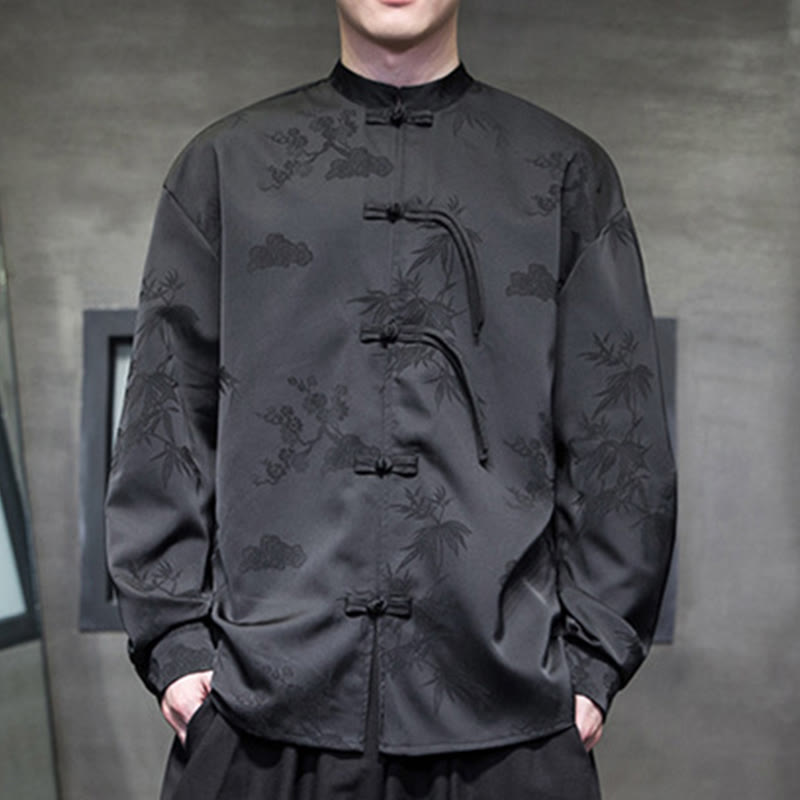 Tactile Stand-Collar Frog-Button Men's Meditation Jacket