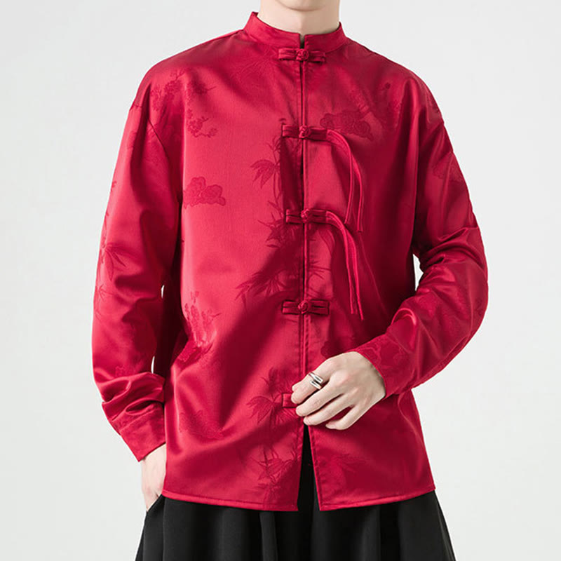 Tactile Stand-Collar Frog-Button Men's Meditation Jacket
