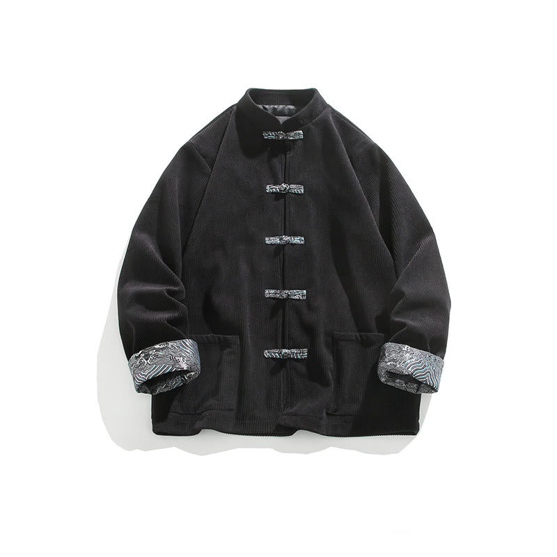 Tactile Cotton Corduroy Frog-Button Men's Mindful Jacket