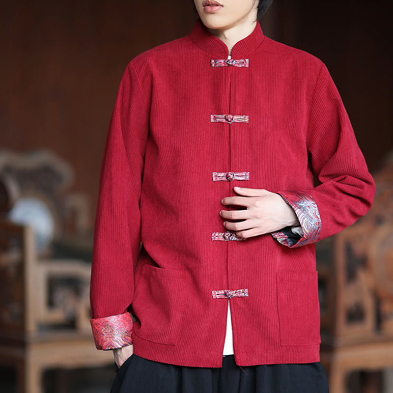 Tactile Cotton Corduroy Frog-Button Men's Mindful Jacket