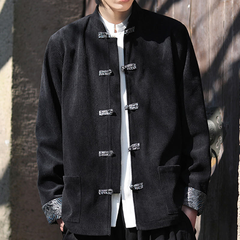Tactile Cotton Corduroy Frog-Button Men's Mindful Jacket
