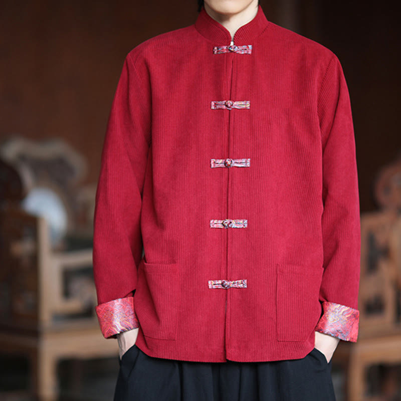 Tactile Cotton Corduroy Frog-Button Men's Mindful Jacket