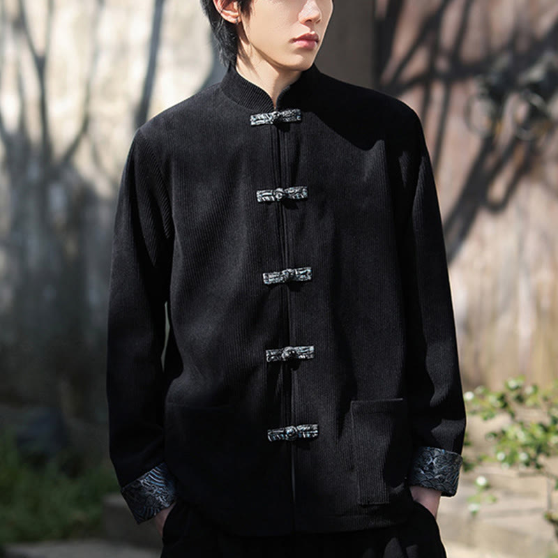 Tactile Cotton Corduroy Frog-Button Men's Mindful Jacket