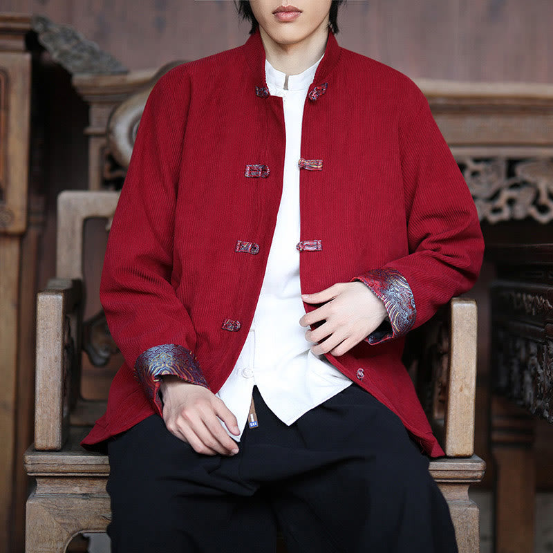 Tactile Cotton Corduroy Frog-Button Men's Mindful Jacket