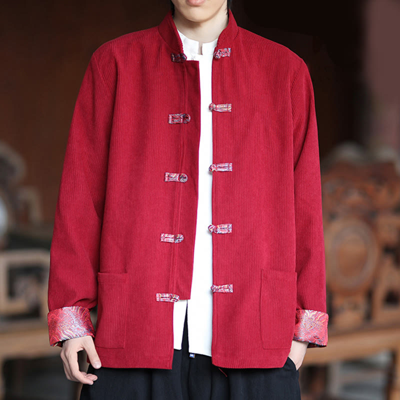 Tactile Cotton Corduroy Frog-Button Men's Mindful Jacket