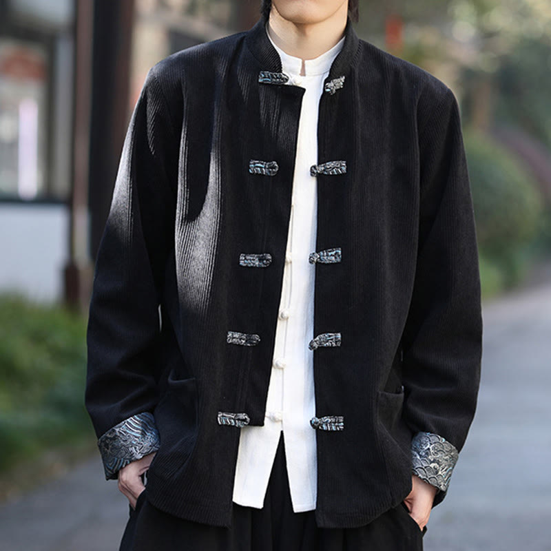 Tactile Cotton Corduroy Frog-Button Men's Mindful Jacket
