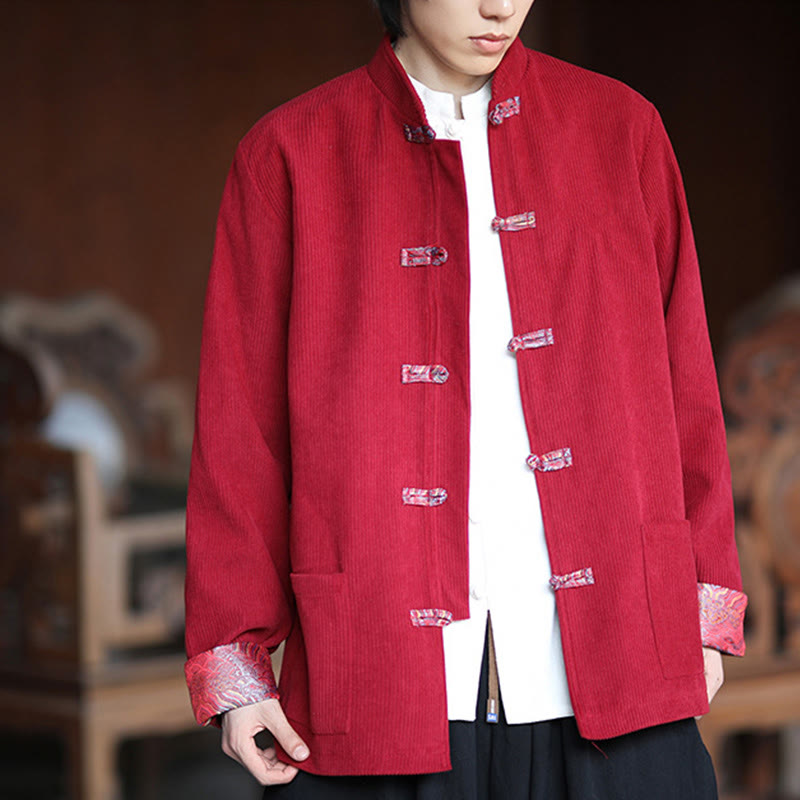 Tactile Cotton Corduroy Frog-Button Men's Mindful Jacket