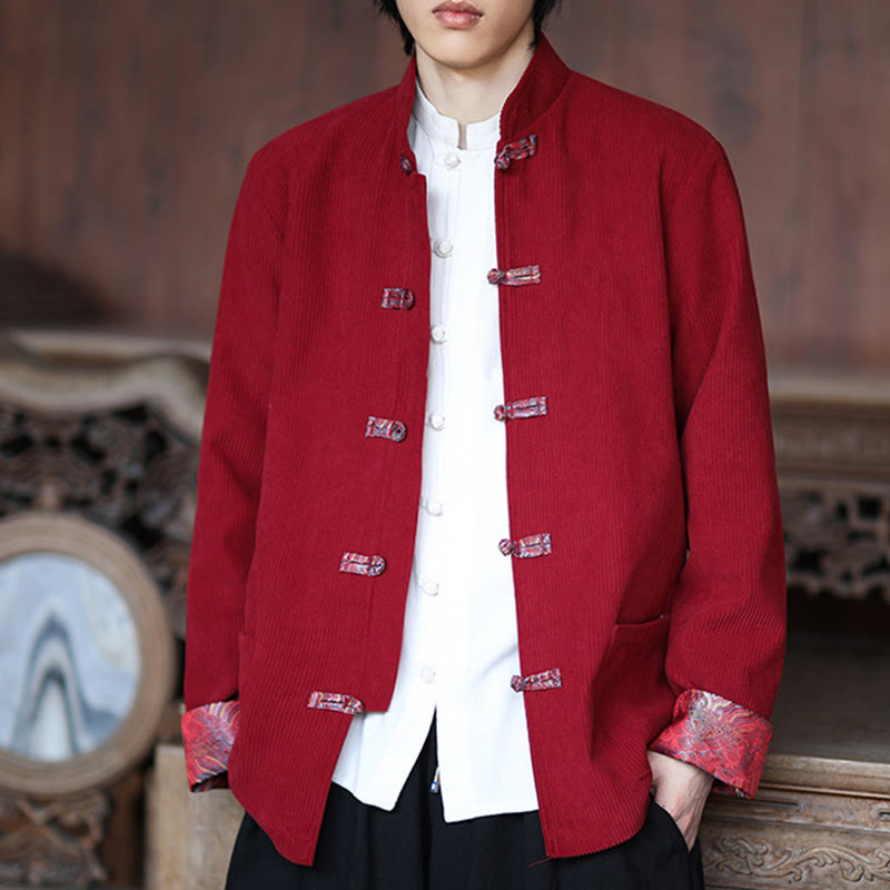 Tactile Cotton Corduroy Frog-Button Men's Mindful Jacket