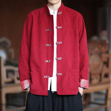 Tactile Cotton Corduroy Frog-Button Men's Mindful Jacket
