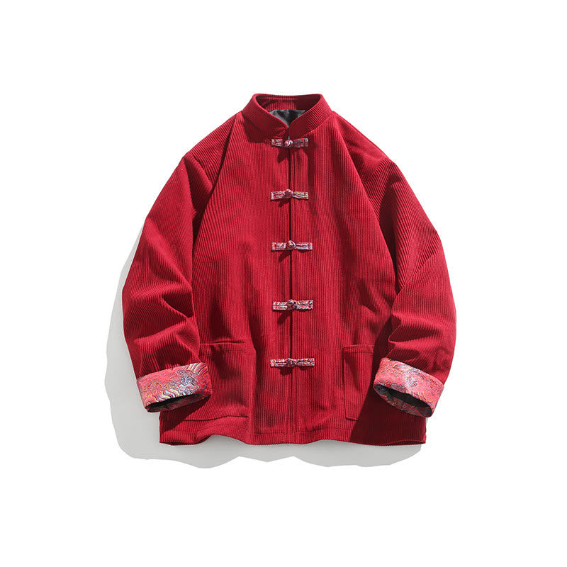 Tactile Cotton Corduroy Frog-Button Men's Mindful Jacket