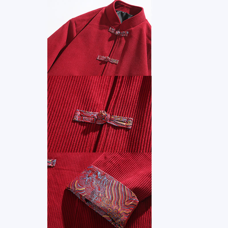 Tactile Cotton Corduroy Frog-Button Men's Mindful Jacket