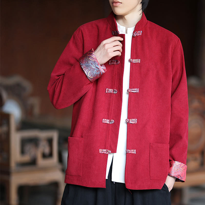Tactile Cotton Corduroy Frog-Button Men's Mindful Jacket