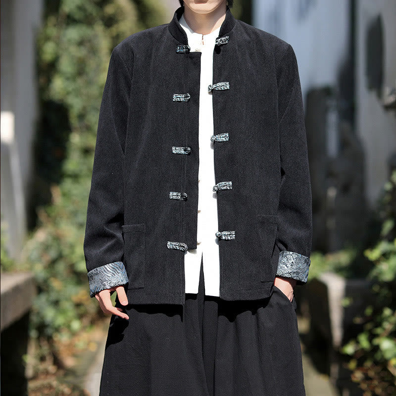 Tactile Cotton Corduroy Frog-Button Men's Mindful Jacket