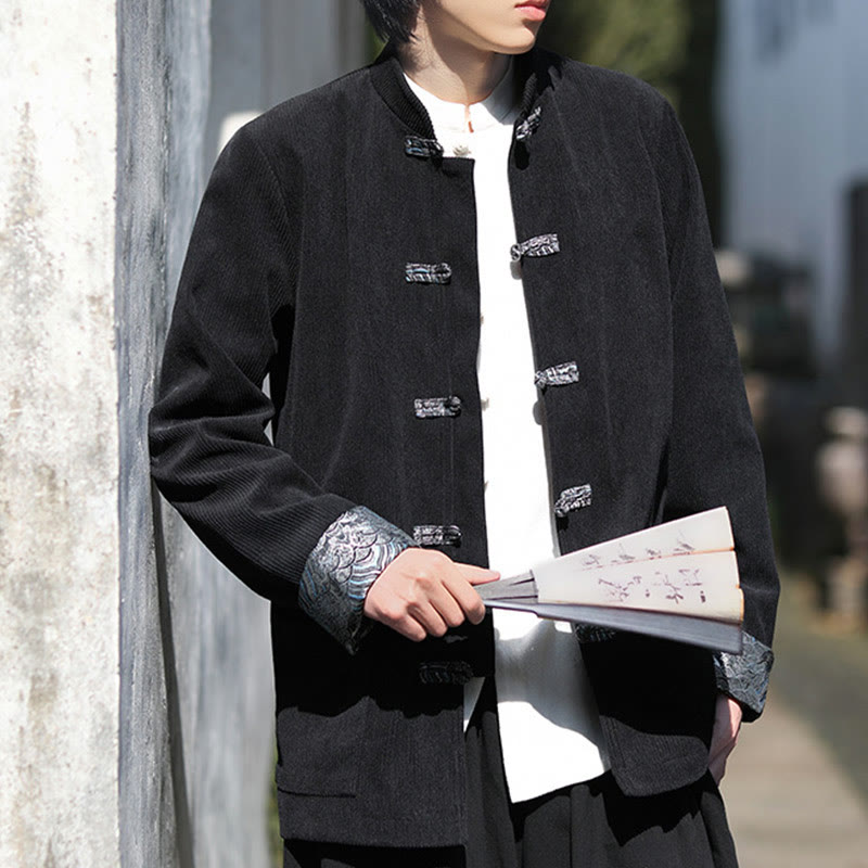Tactile Cotton Corduroy Frog-Button Men's Mindful Jacket