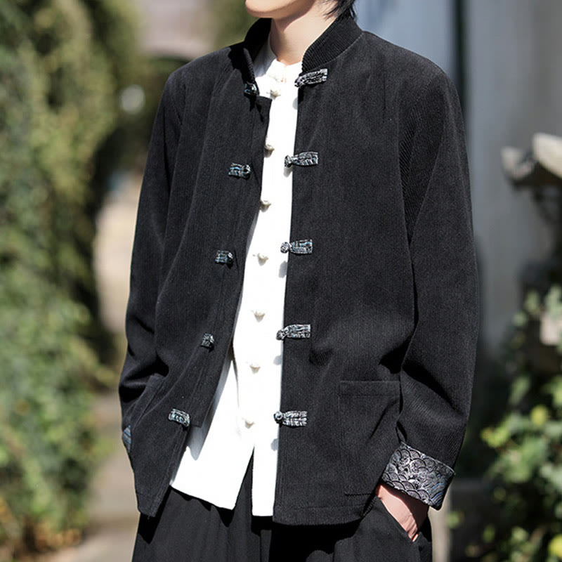 Tactile Cotton Corduroy Frog-Button Men's Mindful Jacket