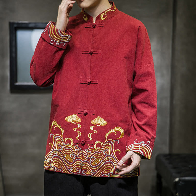 Cotton Embroidered Cloud Stand Collar Mindful Tang Jacket