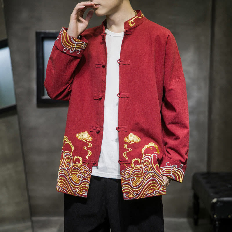 Cotton Embroidered Cloud Stand Collar Mindful Tang Jacket