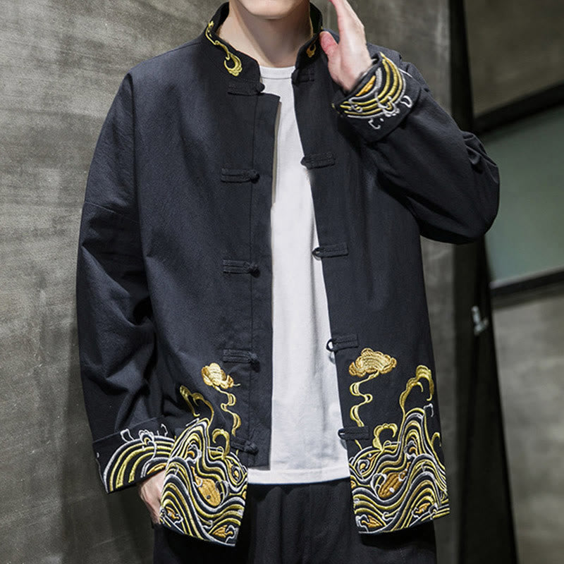 Cotton Embroidered Cloud Stand Collar Mindful Tang Jacket