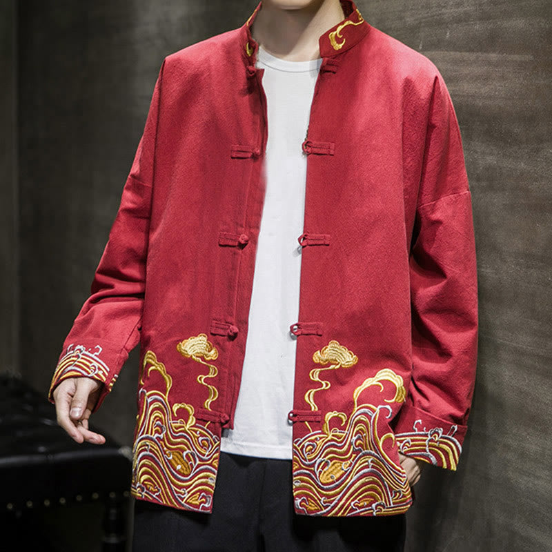 Cotton Embroidered Cloud Stand Collar Mindful Tang Jacket