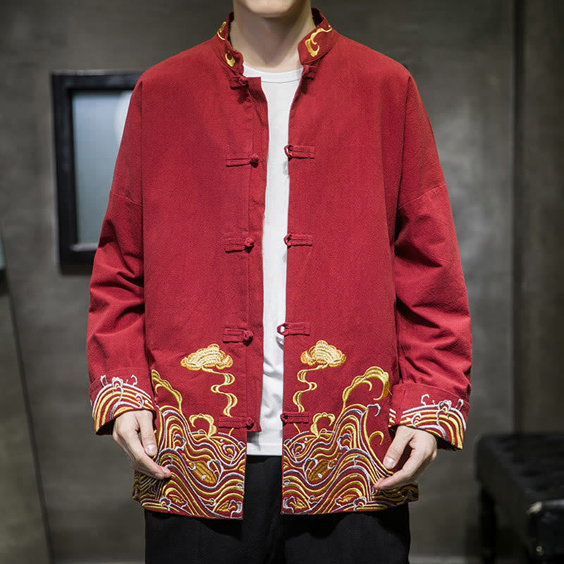 Cotton Embroidered Cloud Stand Collar Mindful Tang Jacket
