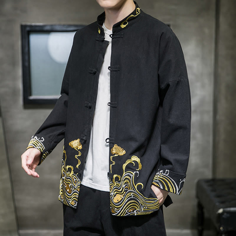 Cotton Embroidered Cloud Stand Collar Mindful Tang Jacket