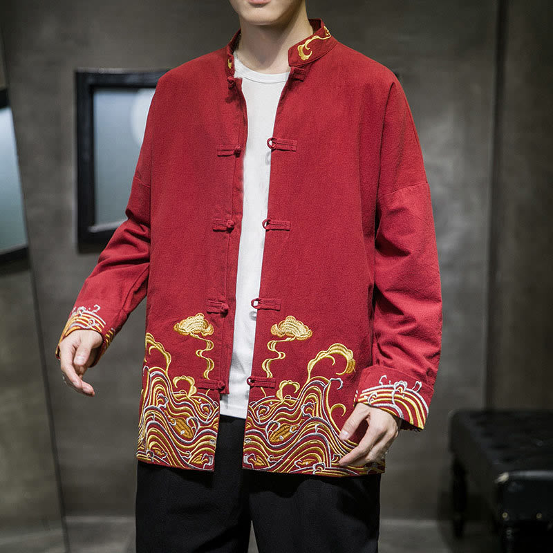 Cotton Embroidered Cloud Stand Collar Mindful Tang Jacket