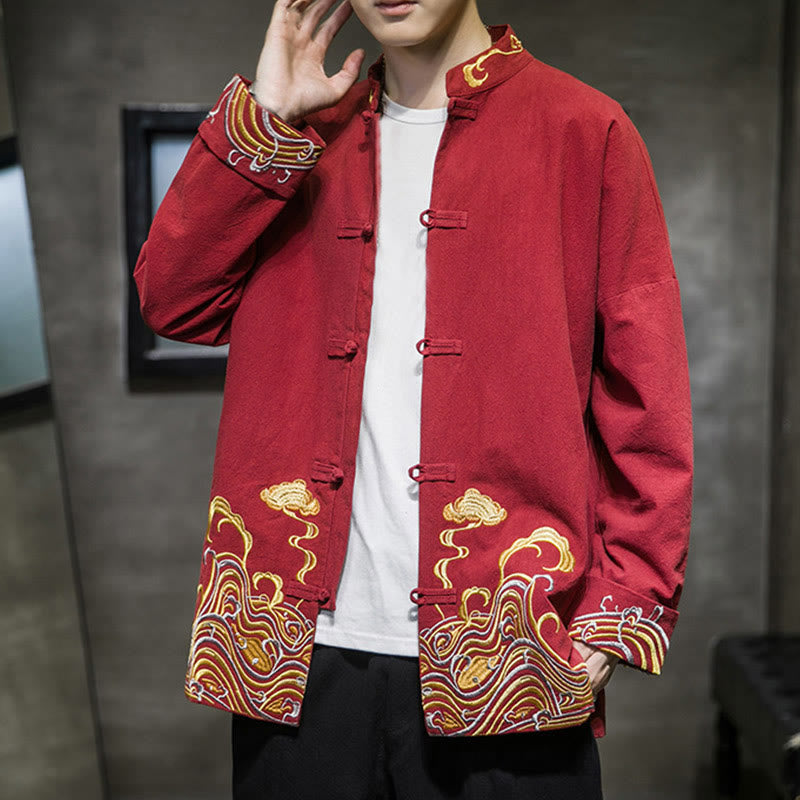 Cotton Embroidered Cloud Stand Collar Mindful Tang Jacket