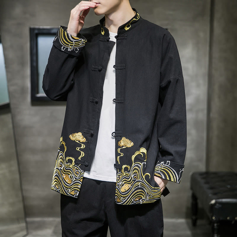 Cotton Embroidered Cloud Stand Collar Mindful Tang Jacket