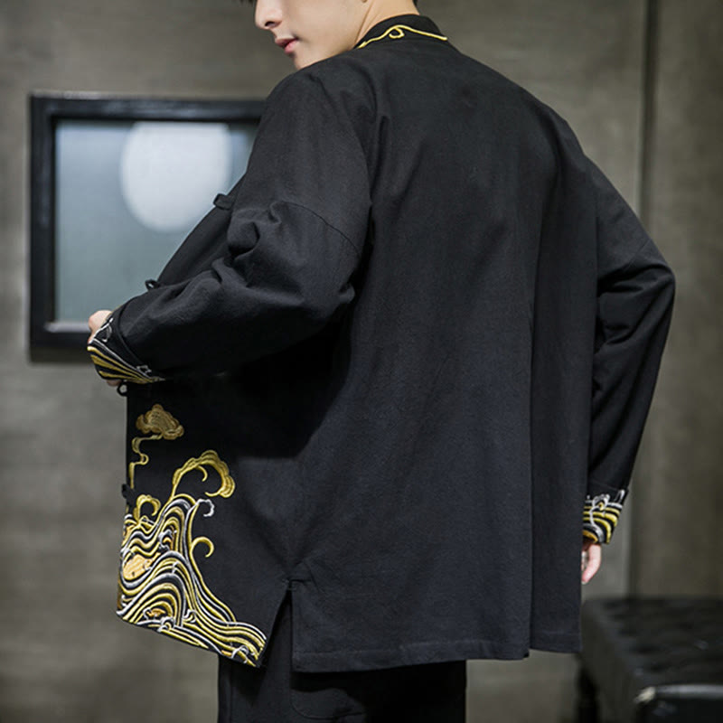 Cotton Embroidered Cloud Stand Collar Mindful Tang Jacket