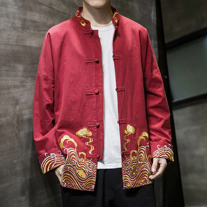 Cotton Embroidered Cloud Stand Collar Mindful Tang Jacket
