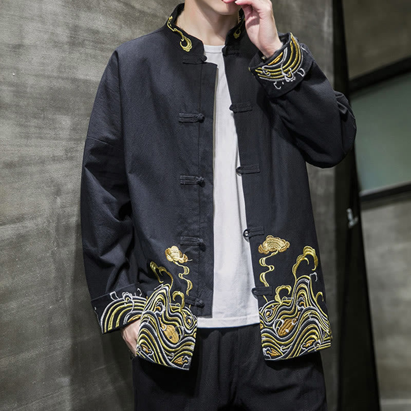 Cotton Embroidered Cloud Stand Collar Mindful Tang Jacket
