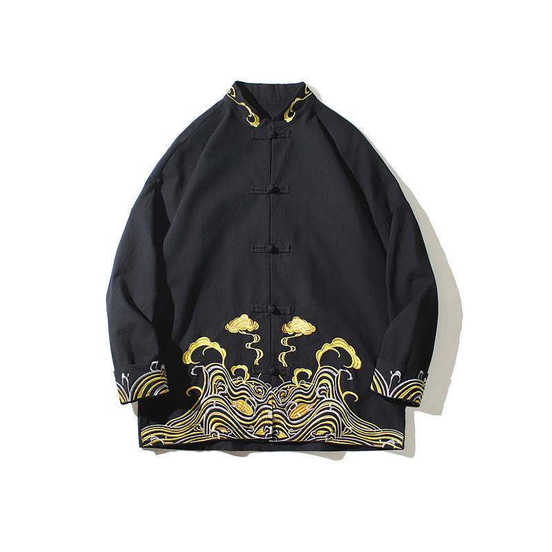 Cotton Embroidered Cloud Stand Collar Mindful Tang Jacket