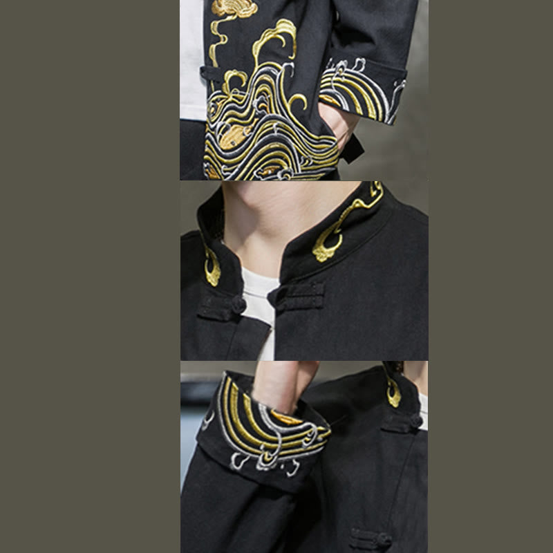 Cotton Embroidered Cloud Stand Collar Mindful Tang Jacket