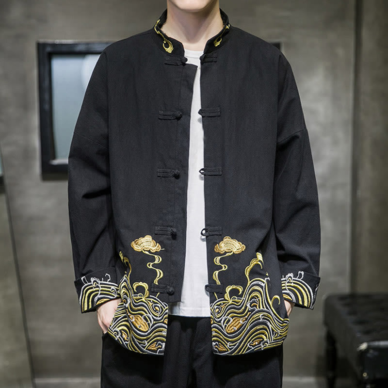 Cotton Embroidered Cloud Stand Collar Mindful Tang Jacket