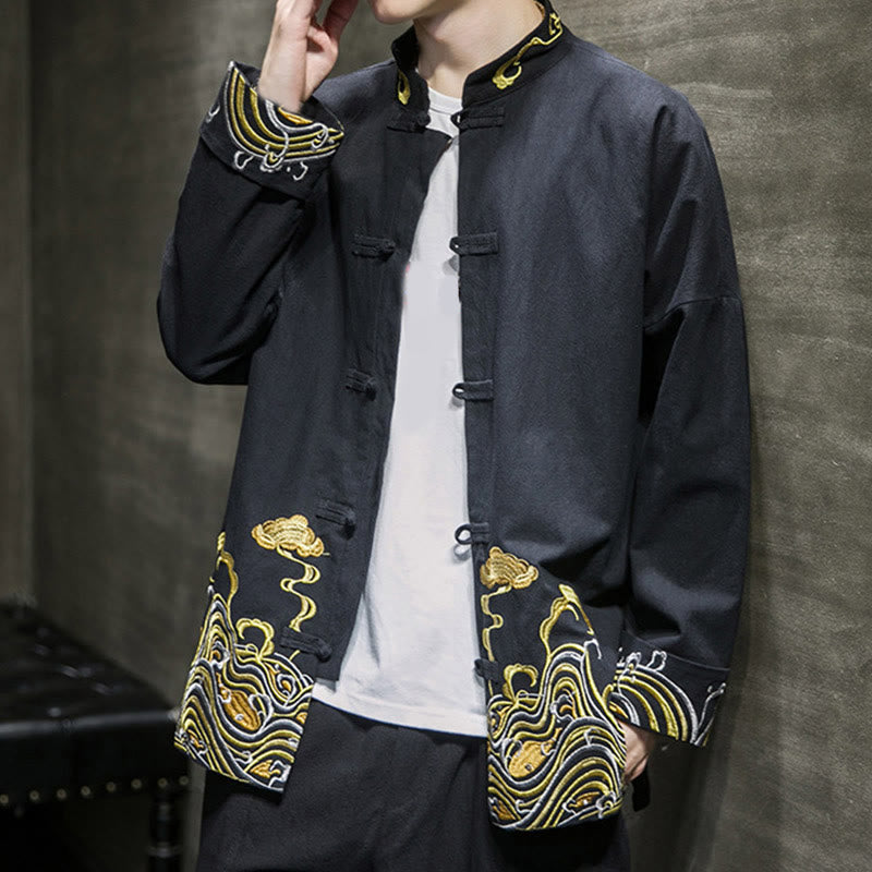 Cotton Embroidered Cloud Stand Collar Mindful Tang Jacket