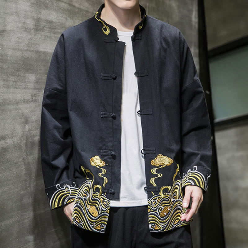 Cotton Embroidered Cloud Stand Collar Mindful Tang Jacket