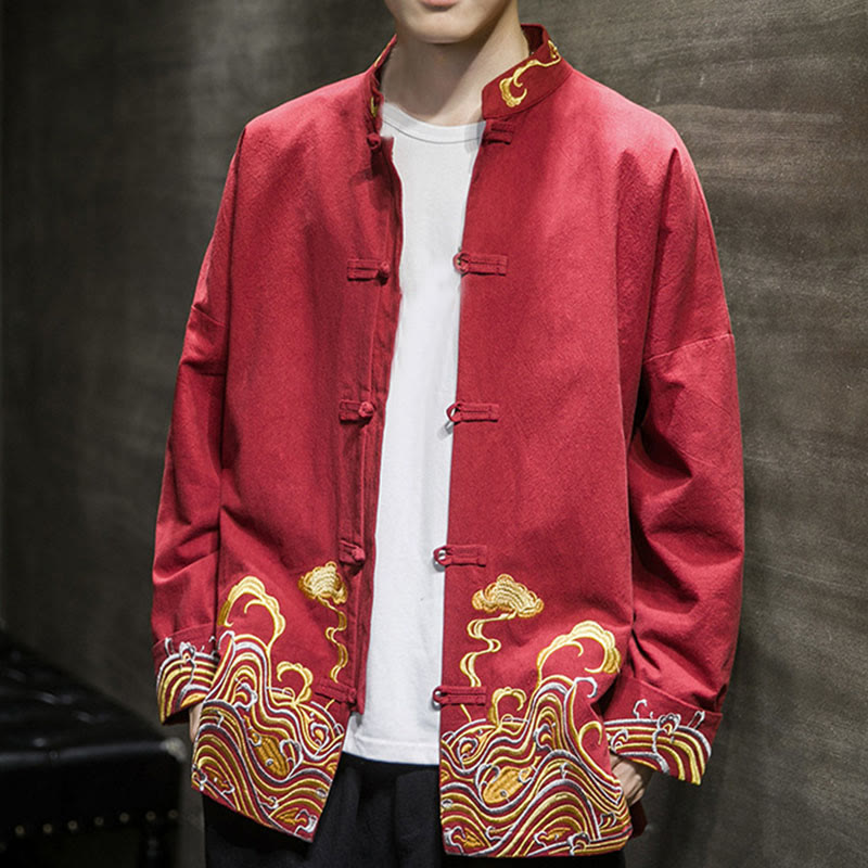 Cotton Embroidered Cloud Stand Collar Mindful Tang Jacket