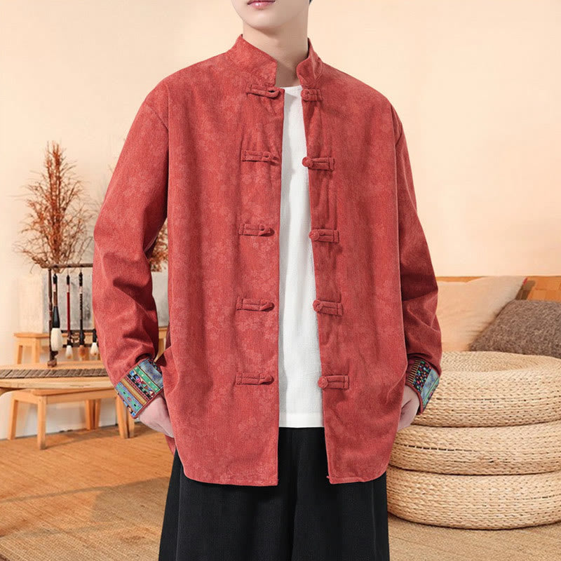 Tactile Cotton Corduroy Stand Collar Meditation Tang Jacket