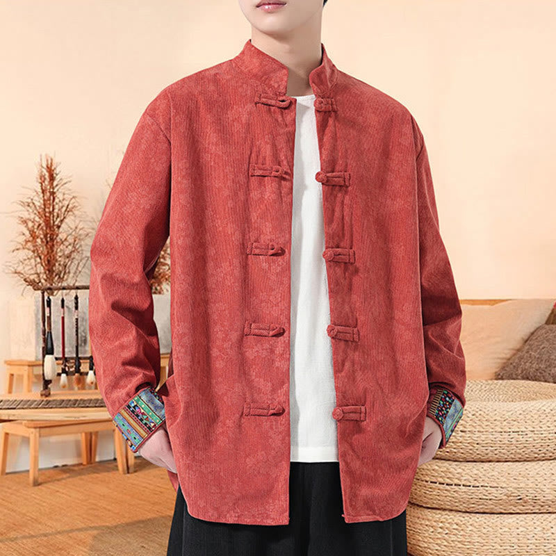 Tactile Cotton Corduroy Stand Collar Meditation Tang Jacket