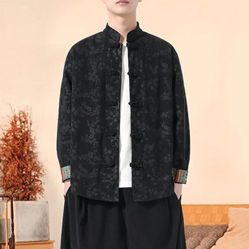 Tactile Cotton Corduroy Stand Collar Meditation Tang Jacket