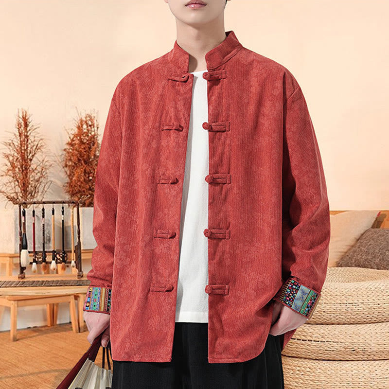 Tactile Cotton Corduroy Stand Collar Meditation Tang Jacket