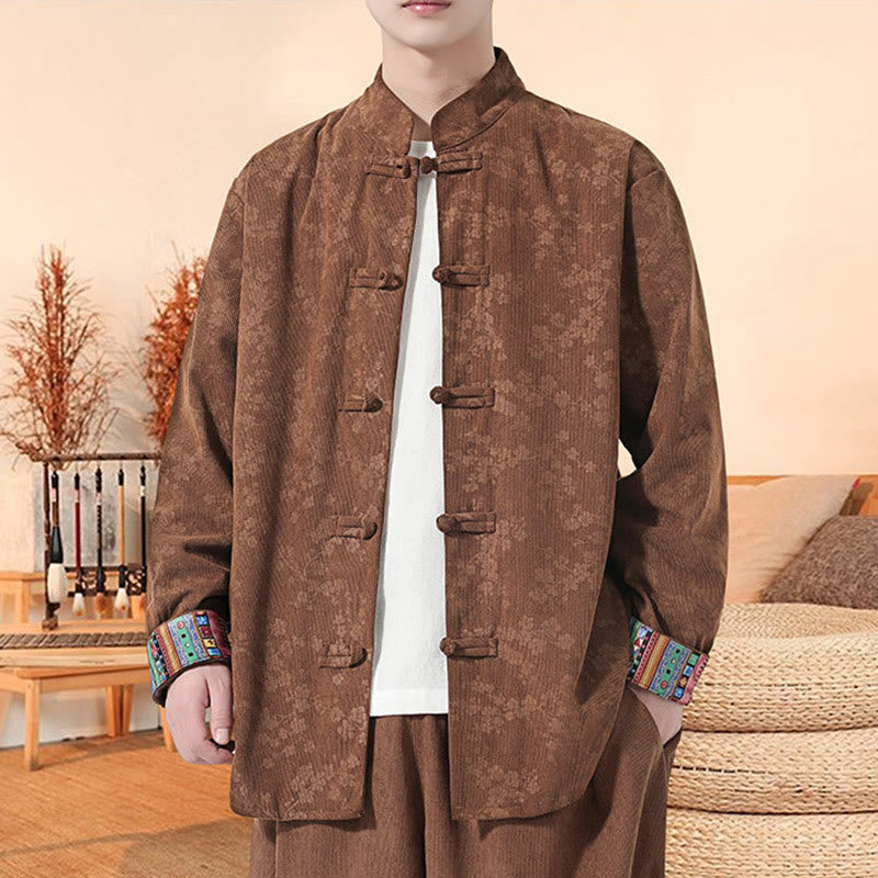 Tactile Cotton Corduroy Stand Collar Meditation Tang Jacket