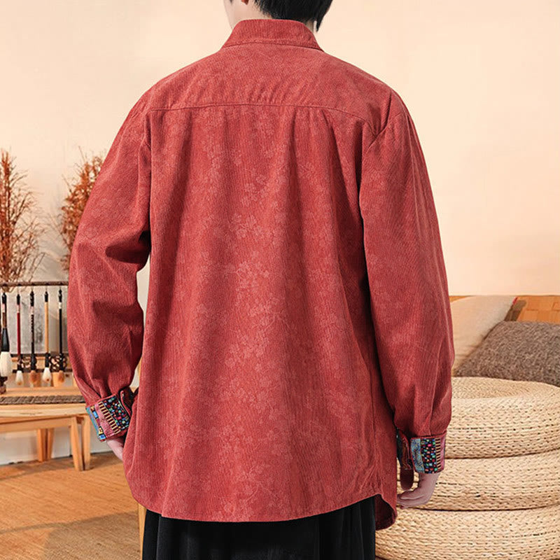 Tactile Cotton Corduroy Stand Collar Meditation Tang Jacket