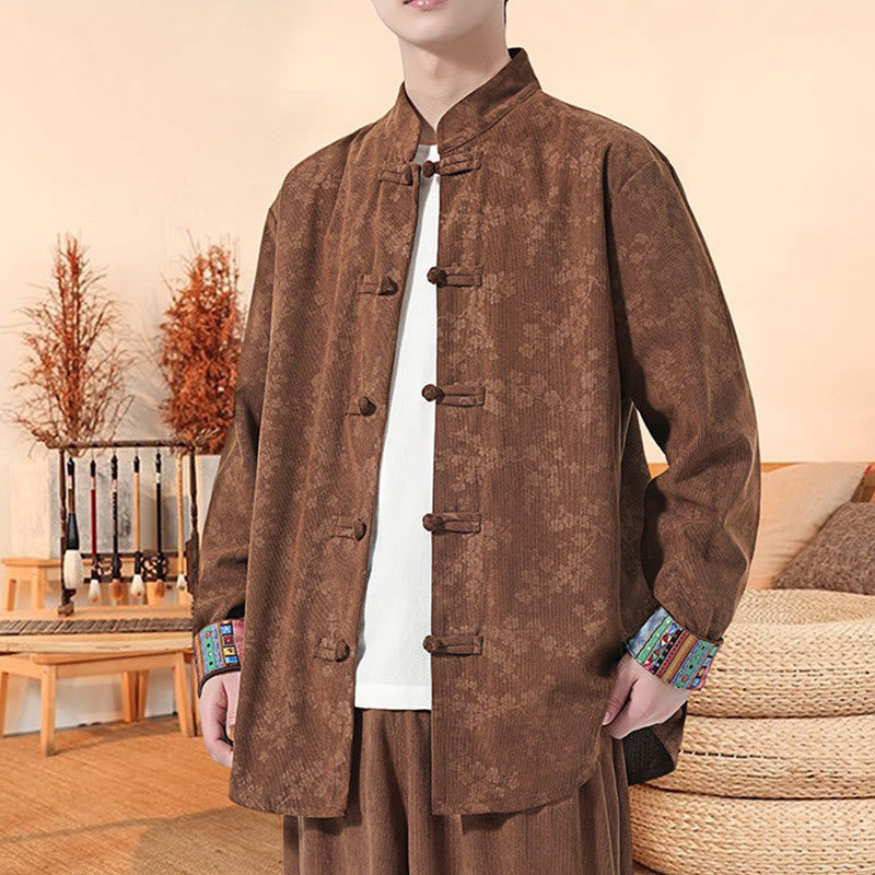 Tactile Cotton Corduroy Stand Collar Meditation Tang Jacket
