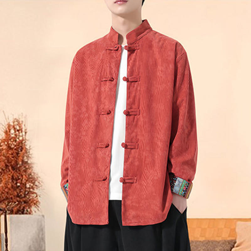 Tactile Cotton Corduroy Stand Collar Meditation Tang Jacket