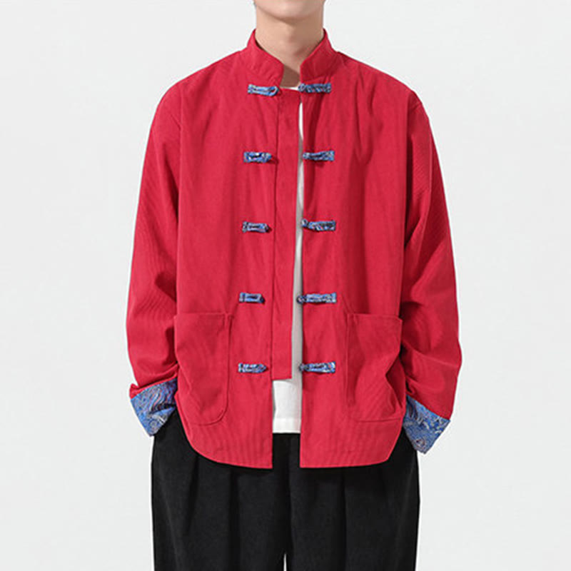 Textured Cotton Corduroy Tang Stand-Collar Grounding Jacket