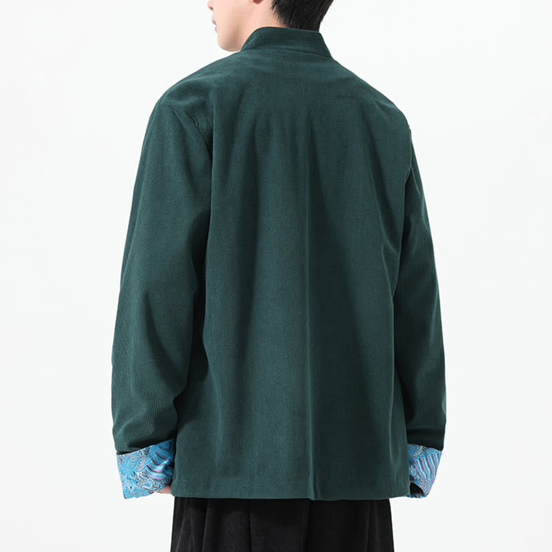 Textured Cotton Corduroy Tang Stand-Collar Grounding Jacket