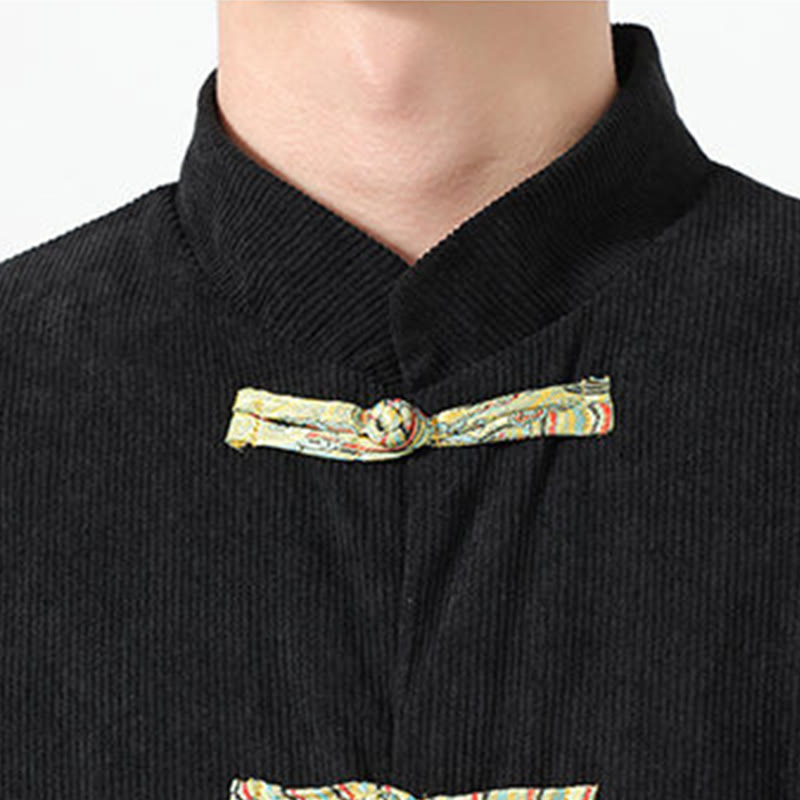 Textured Cotton Corduroy Tang Stand-Collar Grounding Jacket